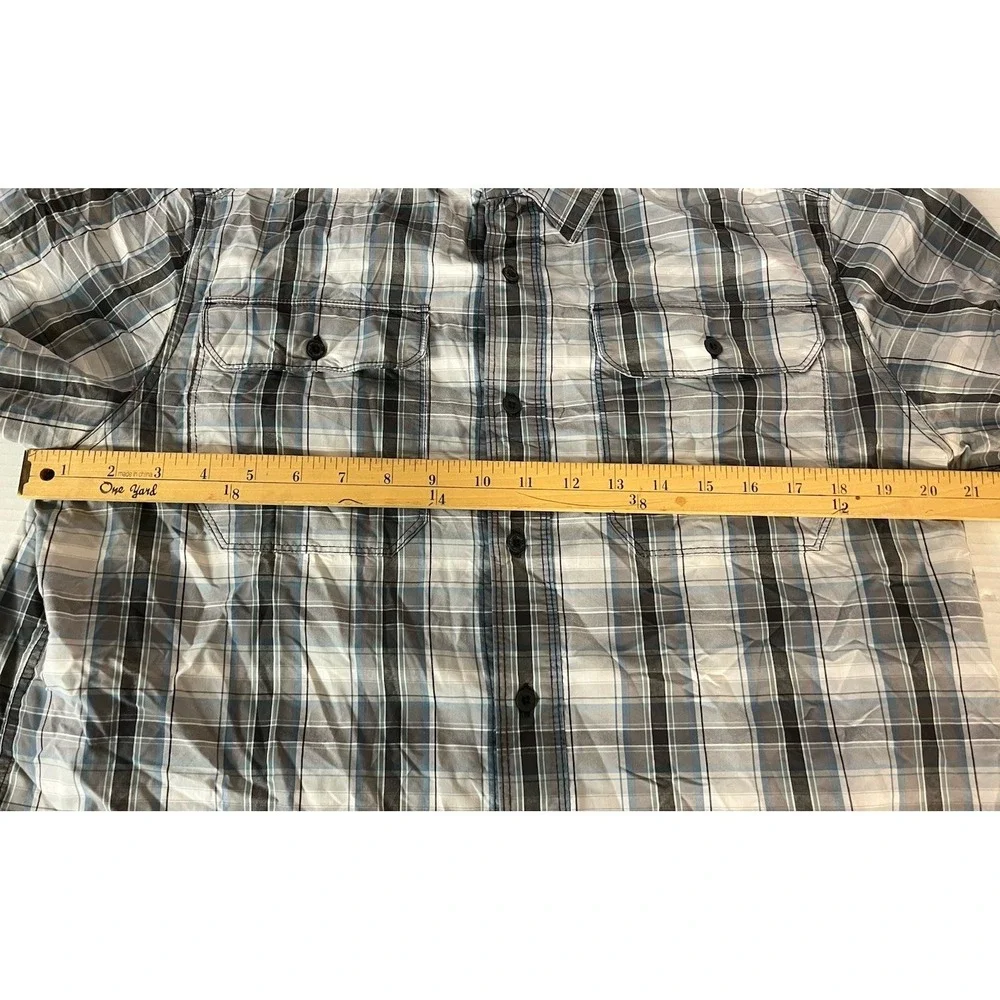The North Face Plaid Button Down Shirt Mens Medium Grey Blue‎ Hiking